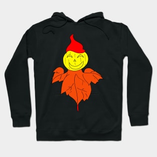 Halloween Scarecrow With Pumpkin Head and Autumn Leave Hoodie